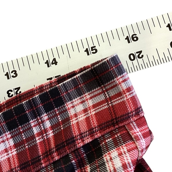Allegra K Plaid Cropped Trousers Button Casual Tartan Check Work Pants Red Large - Picture 5 of 10
